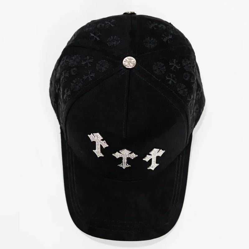 Baebas hats Premium Triple-Cross Black Crystal Cap – Limited Chrome III Edition